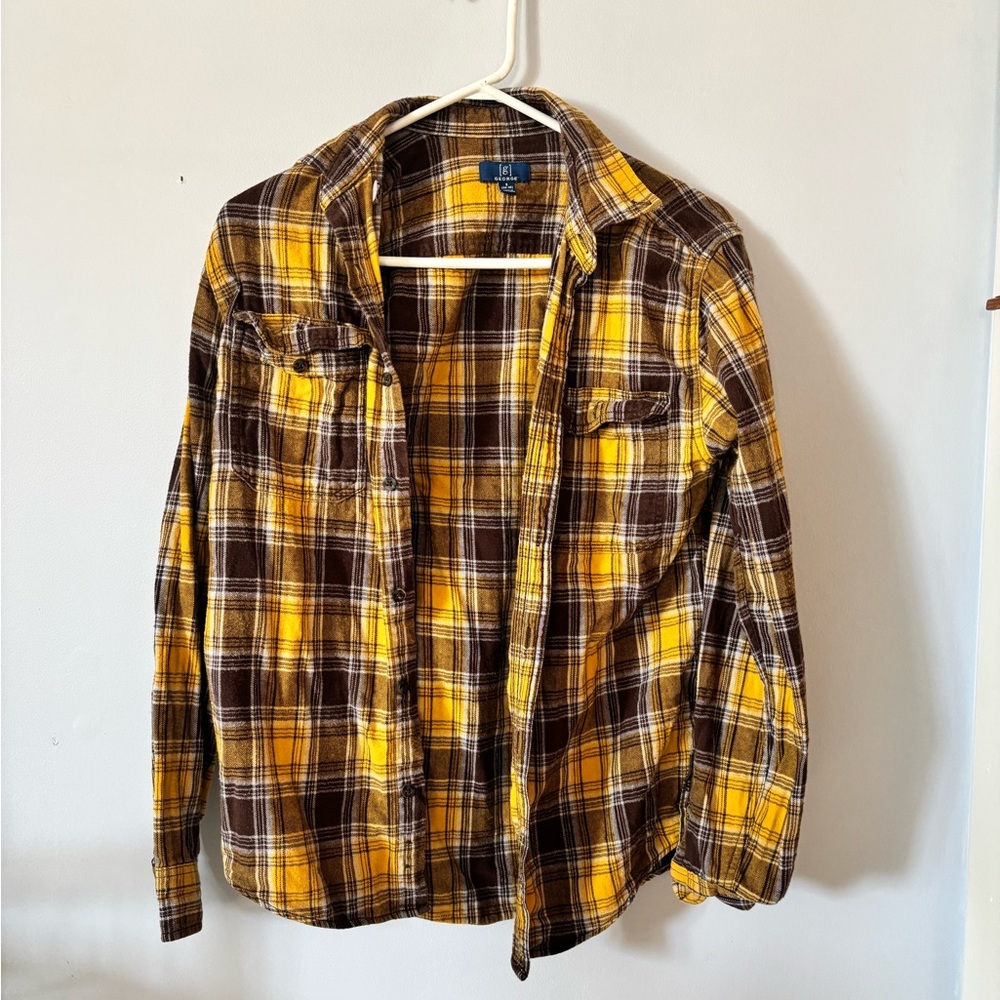 Yellow and Brown Flannel Button Down